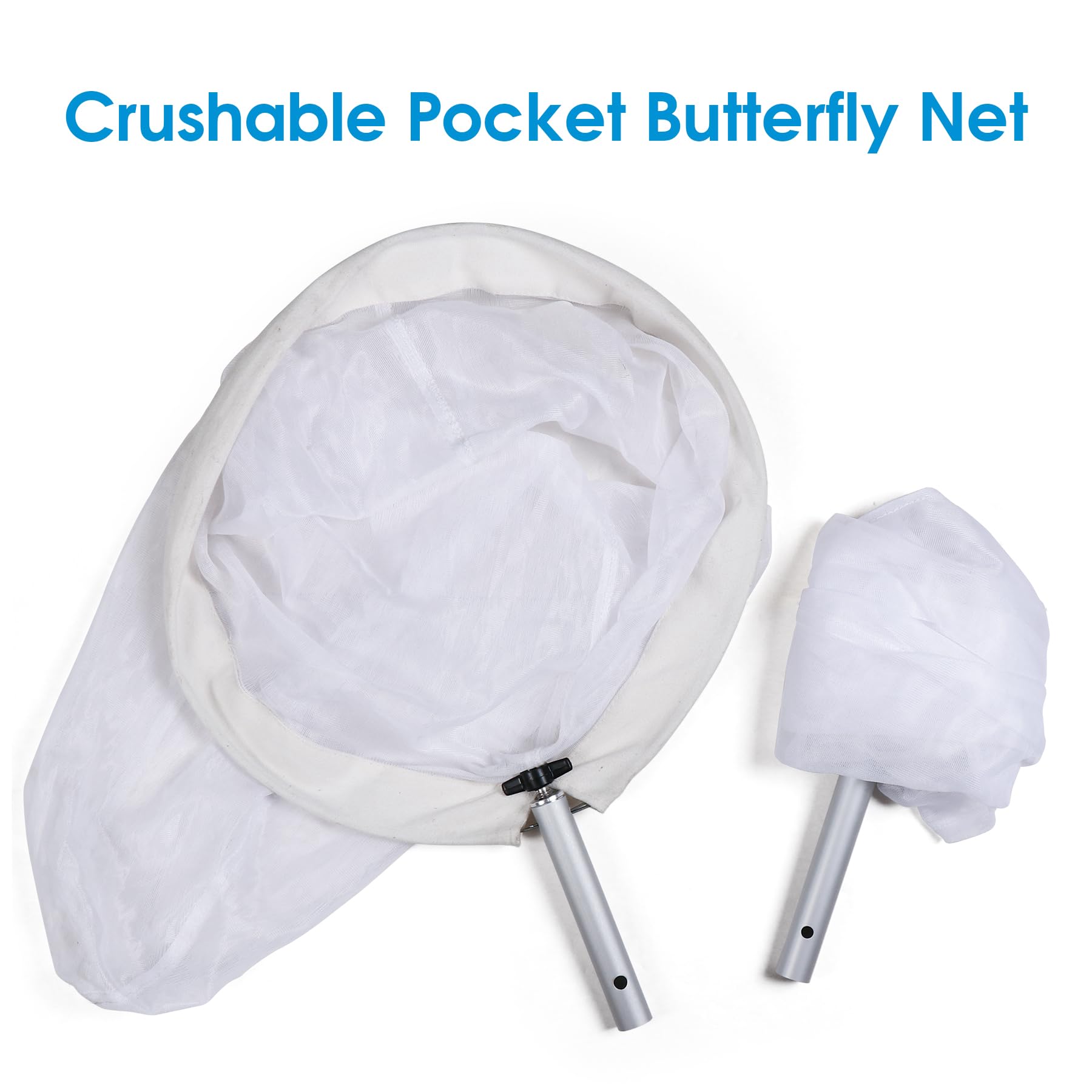 RESTCLOUD Advanced Insect and Butterfly Net, Crushable Pocket Butterfly Net, Detachable Push-Fit Handle and Muslin Band Hoop, Full Extend to 56 Inches