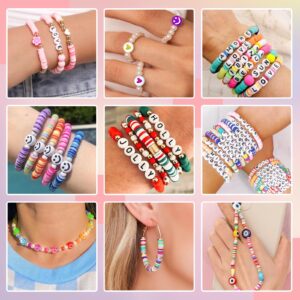 Gionlion Clay Beads Friendship Bracelet Making Kit,72 Colors Preppy Clay Beads A-Z Letter Beads Number Beads& Charms Kit Complete Friendship Jewelry Making Kit DIY Crafts Gift for Teen Girls