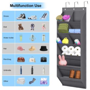 BZVlemon Hanging Shoe Organizer for Closet with 9 Deep Pockets, Over the Door Shoe Rack, Shoe Holder for Narrow Door Dorm RV Shoe Storage, Grey