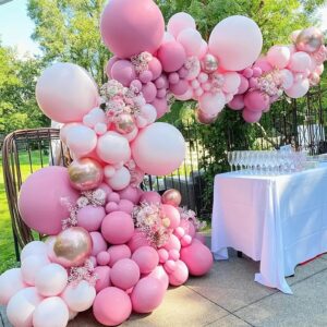 pink balloon garland arch kit,hot pink latex pastel pink balloon, 18 12 10 5 inch latex balloons for wedding baby shower bridal shower birthday princess theme party decorations