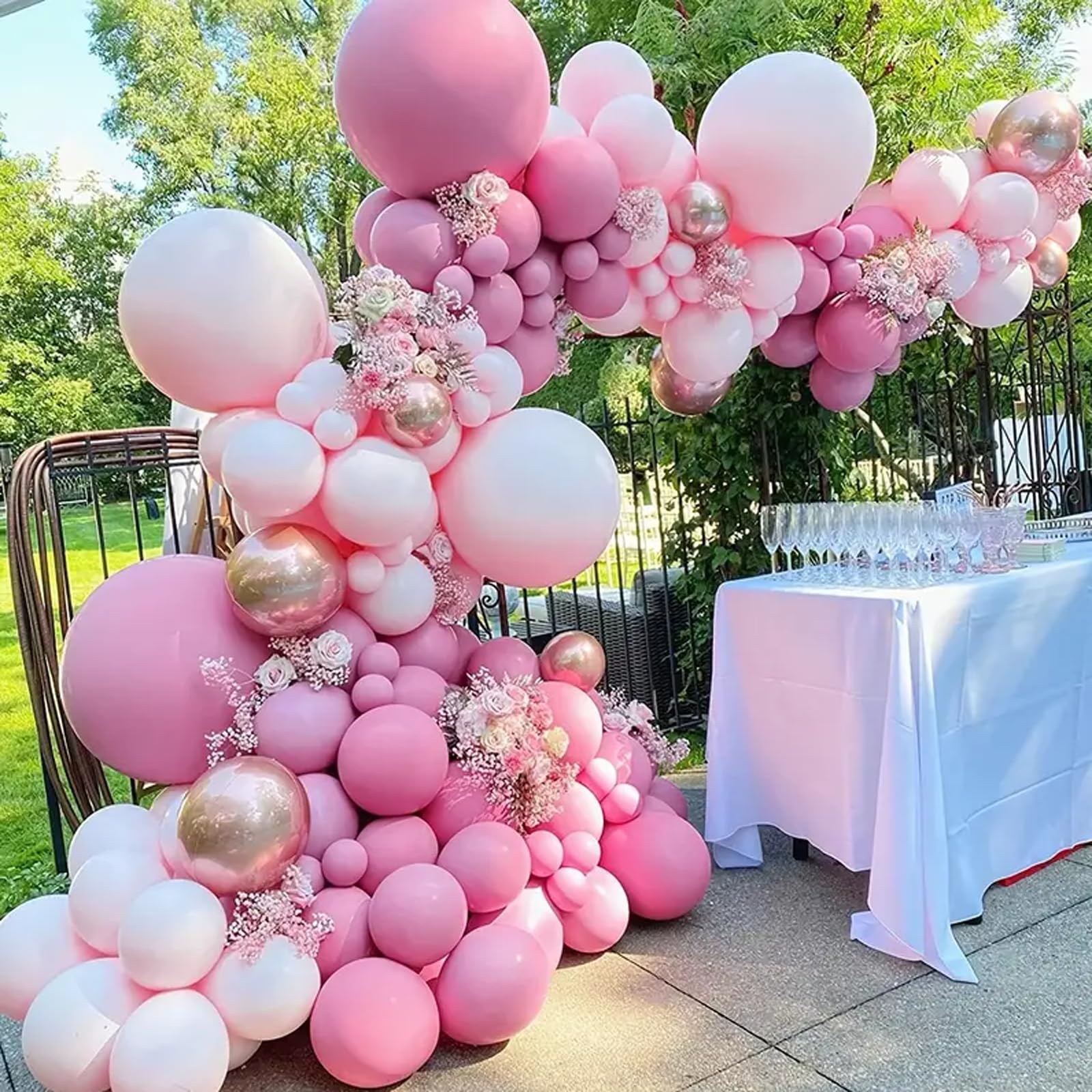 Pink Balloon Garland Arch Kit,Hot Pink Latex Pastel Pink Balloon, 18 12 10 5 Inch Latex Balloons for Wedding Baby Shower Bridal Shower Birthday Princess Theme Party Decorations