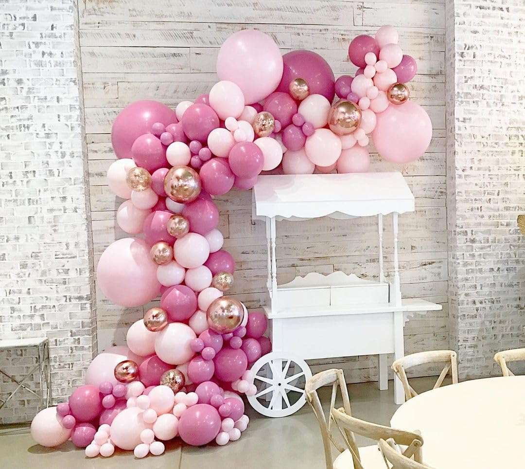 Pink Balloon Garland Arch Kit,Hot Pink Latex Pastel Pink Balloon, 18 12 10 5 Inch Latex Balloons for Wedding Baby Shower Bridal Shower Birthday Princess Theme Party Decorations