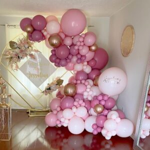 Pink Balloon Garland Arch Kit,Hot Pink Latex Pastel Pink Balloon, 18 12 10 5 Inch Latex Balloons for Wedding Baby Shower Bridal Shower Birthday Princess Theme Party Decorations