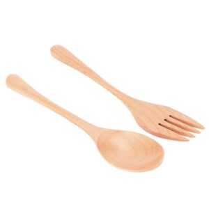 BestAlice 2Pcs Wooden Spoons for Cooking, Non Stick Wooden Spoon Wooden Fork Set, Wood Kitchen Utensils, Reusable Japanese Style Tableware Kitchen Utensil for Home Restaurant