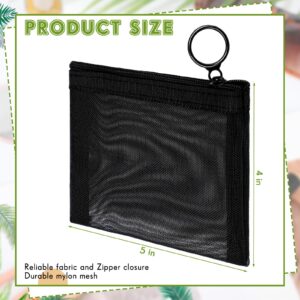 Jexine 60 Pcs Small Zipper Pouch Bulk Nylon Mini Mesh Pouches Multipurpose Coin Purse Pouch Zippered Mesh Cosmetic Bag Portable Storage Makeup Bags for Travel Supplies (Black)