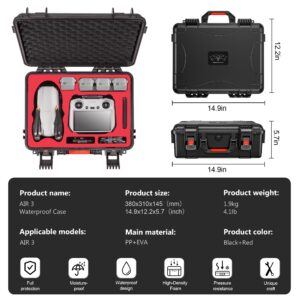 STARTRC Air 3 Hard Case Waterproof Carrying Case for DJI Air 3 Fly More Combo with DJI RC 2/RC-N2 Controller, Drone Accessories