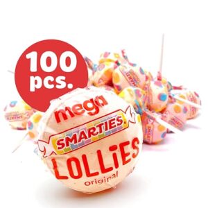 Smarties Lollipops 2Lb - 100 Pieces Individually Wrapped Bulk Lollipops Christmas Stocking Stuffers Candy