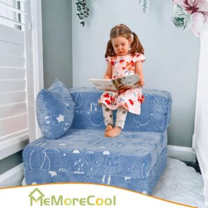 Folding Sofa Bed Floor Mattress for Kids, Glow Tri Folding Mattress Kid Fold Up Sofa Futon Folding Chair Bed, Child Foldable Mattress Floor Bed Folding Couch Trifold Mattress for Playroom