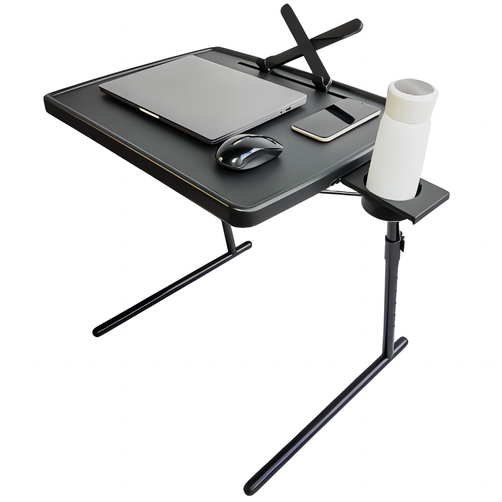 Haritzak Folding Table, Extra Large Table Top for Office and TV Dinner, Foldable Tablet Stand and Movable Phone Holder, Cup Holder with 3 Angle Settings