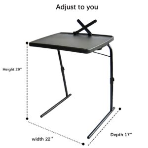 Haritzak Folding Table, Extra Large Table Top for Office and TV Dinner, Foldable Tablet Stand and Movable Phone Holder, Cup Holder with 3 Angle Settings