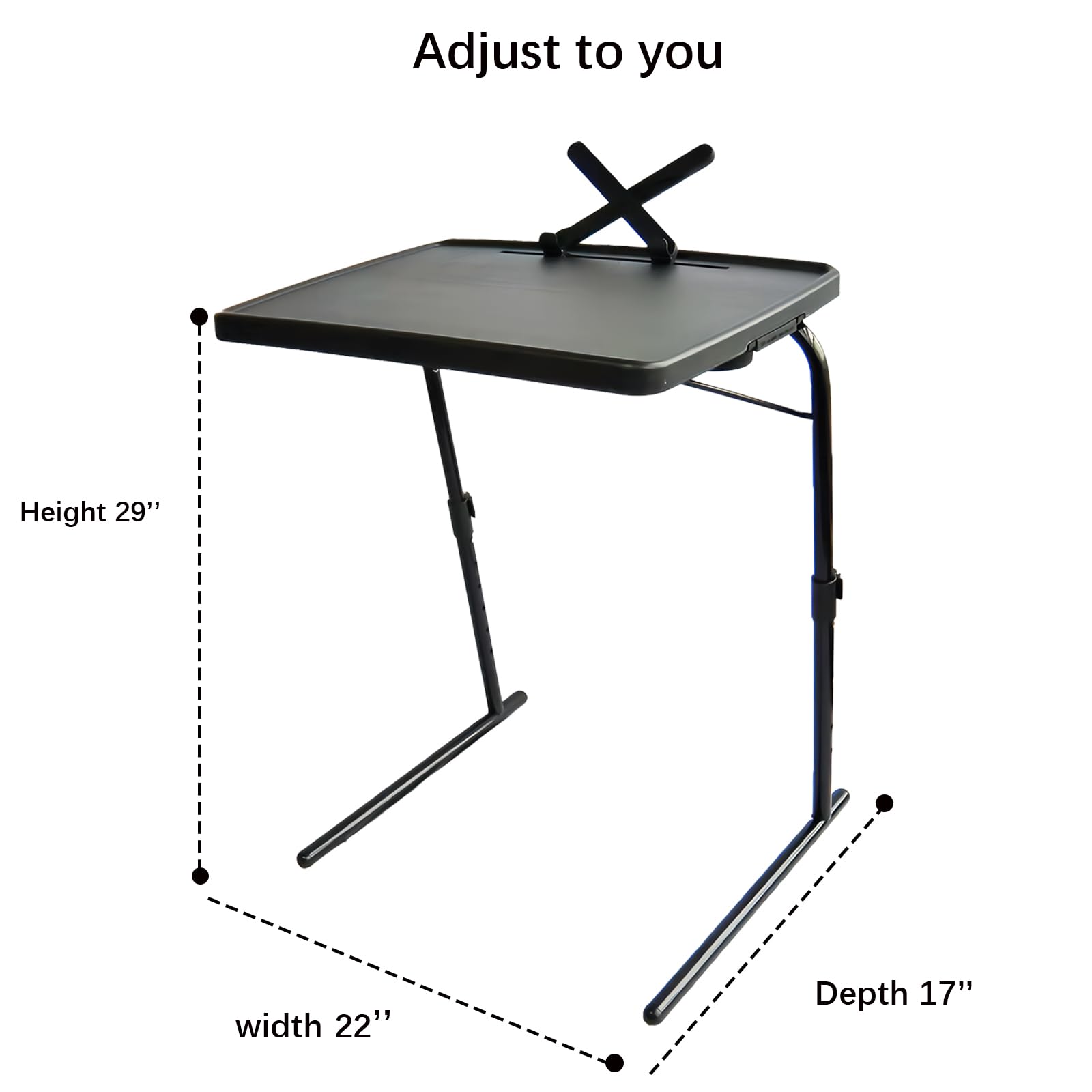 Haritzak Folding Table, Extra Large Table Top for Office and TV Dinner, Foldable Tablet Stand and Movable Phone Holder, Cup Holder with 3 Angle Settings