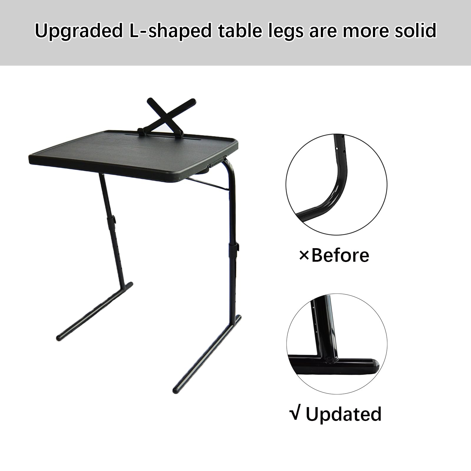 Haritzak Folding Table, Extra Large Table Top for Office and TV Dinner, Foldable Tablet Stand and Movable Phone Holder, Cup Holder with 3 Angle Settings