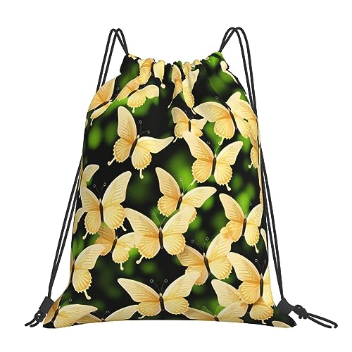 Beautiful Butterflies Drawstring Backpack For Men And Women'S Sports And Fitness Bag, Large Size, Zippered Pocket, Lightweight, Foldable And Portable For Travel