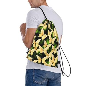 Beautiful Butterflies Drawstring Backpack For Men And Women'S Sports And Fitness Bag, Large Size, Zippered Pocket, Lightweight, Foldable And Portable For Travel