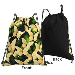 Beautiful Butterflies Drawstring Backpack For Men And Women'S Sports And Fitness Bag, Large Size, Zippered Pocket, Lightweight, Foldable And Portable For Travel