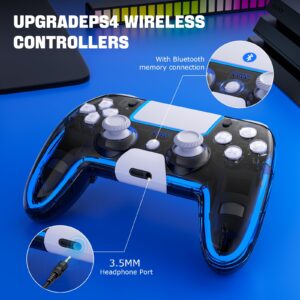 BRHE Wireless PS4Controller with Hall 3D Joysticks/RGB LED Lights/Programming Funtion,PS4Controller Remote Joystick Gamepad,Game Controller for PS4/Slim/Pro