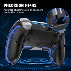 BRHE Wireless PS4Controller with Hall 3D Joysticks/RGB LED Lights/Programming Funtion,PS4Controller Remote Joystick Gamepad,Game Controller for PS4/Slim/Pro