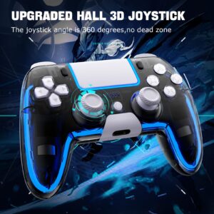 BRHE Wireless PS4Controller with Hall 3D Joysticks/RGB LED Lights/Programming Funtion,PS4Controller Remote Joystick Gamepad,Game Controller for PS4/Slim/Pro