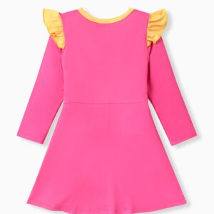 Disney Princess Dresses for Girls Belle Dress A Line Character Print Toddler Dress Toddler Girl Ruffle Long-Sleeve Fall Dress, Pink Dress 5-6 Years