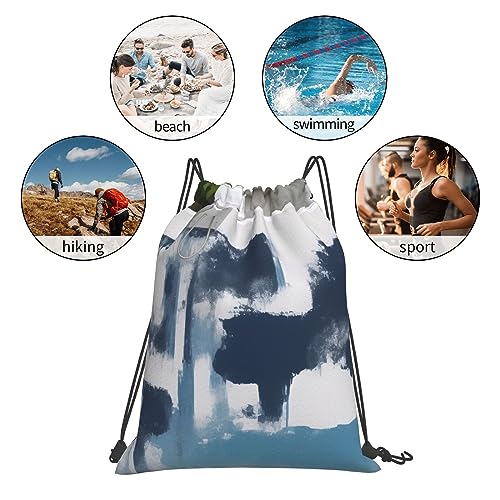 Wall Pattern Drawstring Backpack For Men And Women'S Sports And Fitness Bag, Large Size, Zippered Pocket, Lightweight, Foldable And Portable For Travel