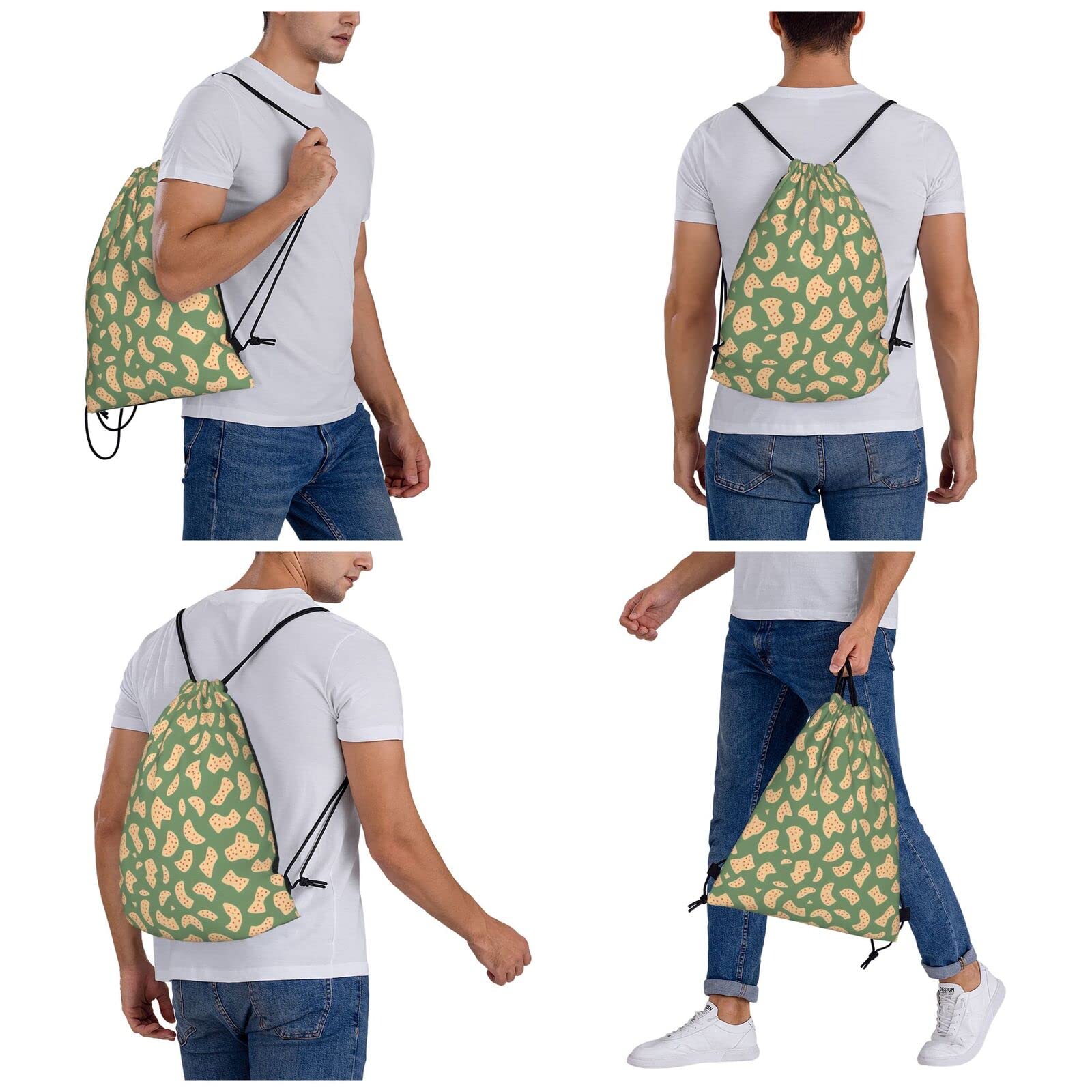 Animal Form Print Pattern Drawstring Backpack For Men And Women'S Sports And Fitness Bag, Large Size, Zippered Pocket, Lightweight, Foldable And Portable For Travel