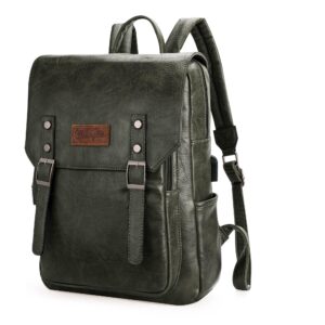 wrangler backpack for women & men vegan leather travel laptop backpack purse college dark green backpack with usb charging port