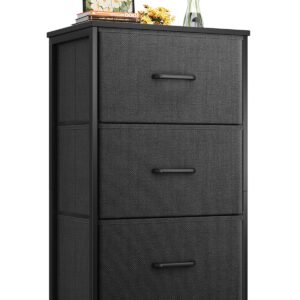 AODK Dresser for Bedroom Nightstand Small Dresser Chest of Drawers End Table for Living Room, Closet Dresser with 3 Storage Drawers Organizer Clothes, Black