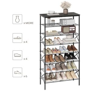 YATINEY 8 Tier Shoe Rack, Shoe Storage Organizer, Large Capacity Shoe Shelf Holds 32 Pairs of Shoes, Durable and Stable, for Entryway, Hallway, Closet, Dorm Room, Charcoal and Black SS08BC