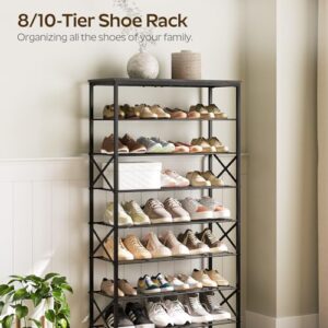 YATINEY 8 Tier Shoe Rack, Shoe Storage Organizer, Large Capacity Shoe Shelf Holds 32 Pairs of Shoes, Durable and Stable, for Entryway, Hallway, Closet, Dorm Room, Charcoal and Black SS08BC