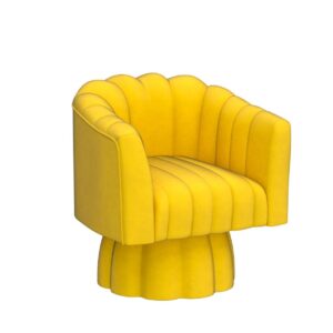 Accent Chair Mid Century 360 Degree Swivel Chair,Modern Lounge Sofa Round Barrel Chair with Wide Upholstered,Fluffy Velvet Fabric Chairs for Home Sofa Living Room/Bedroom/Waiting Room(Yellow)