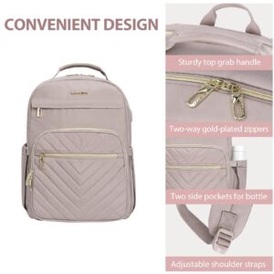 VANKEAN 17.3 Inch Laptop Backpack for Women Work Laptop Bag Fashion with USB Port, Waterproof Backpacks Stylish Travel Bags Casual Daypacks for College, Business, Light Dusty Pink