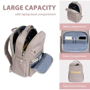 VANKEAN 17.3 Inch Laptop Backpack for Women Work Laptop Bag Fashion with USB Port, Waterproof Backpacks Stylish Travel Bags Casual Daypacks for College, Business, Light Dusty Pink