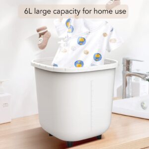 Diydeg Portable Laundry Washing Machine, 6L Large Capacity Blue Light 360° Rotation Mini Washing Machine for Apartment, Laundry, Camping, RV