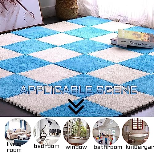 Plush Foam Interlocking Puzzle Carpet Floor Tiles Or Home Decoration -36 Pcs 12 X 12 in Soft Square Area Rugs Non-Slip Washable Play Carpet Mat with Border(Size:30x30x0.6cm,Color:Apricot)