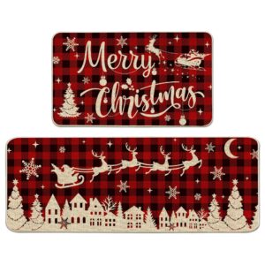 pinata christmas kitchen mat 2 piece-17x29 inch&17x47 inch inch-christmas kitchen rugs and mats, farmhouse christmas kitchen decor, red welcome mats for floor, non skid washable christmas decorations