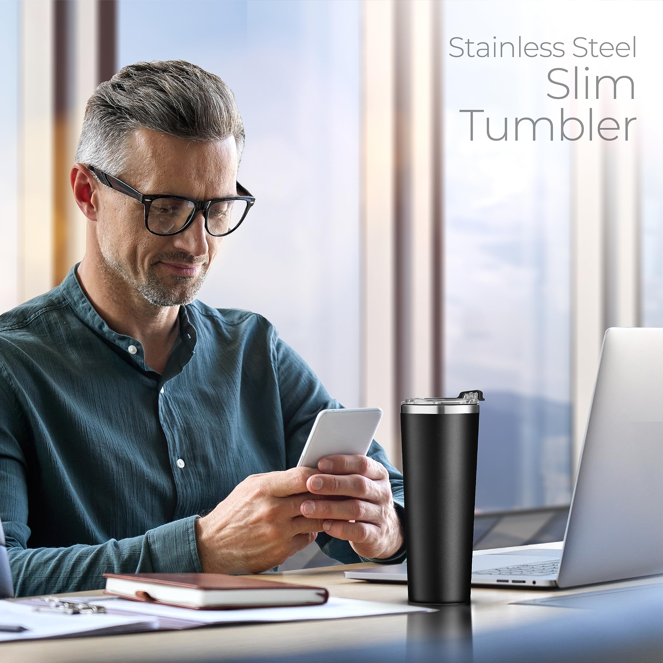 SIPX™ Triple-Insulated Tumblers - 22oz. Premium Modern Tumbler With Lid, insulated Cup Keeps Hot For 6 Hours, Stainless Steel Tumbler Made Of Sustainable Material, Coffee Travel Mug For Home & Office