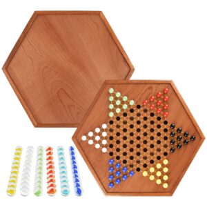 16.5 inches extra large wooden jumbo chinese checkers board game set with drawers 120 colorful marbles for up to 6 players classic strategy game