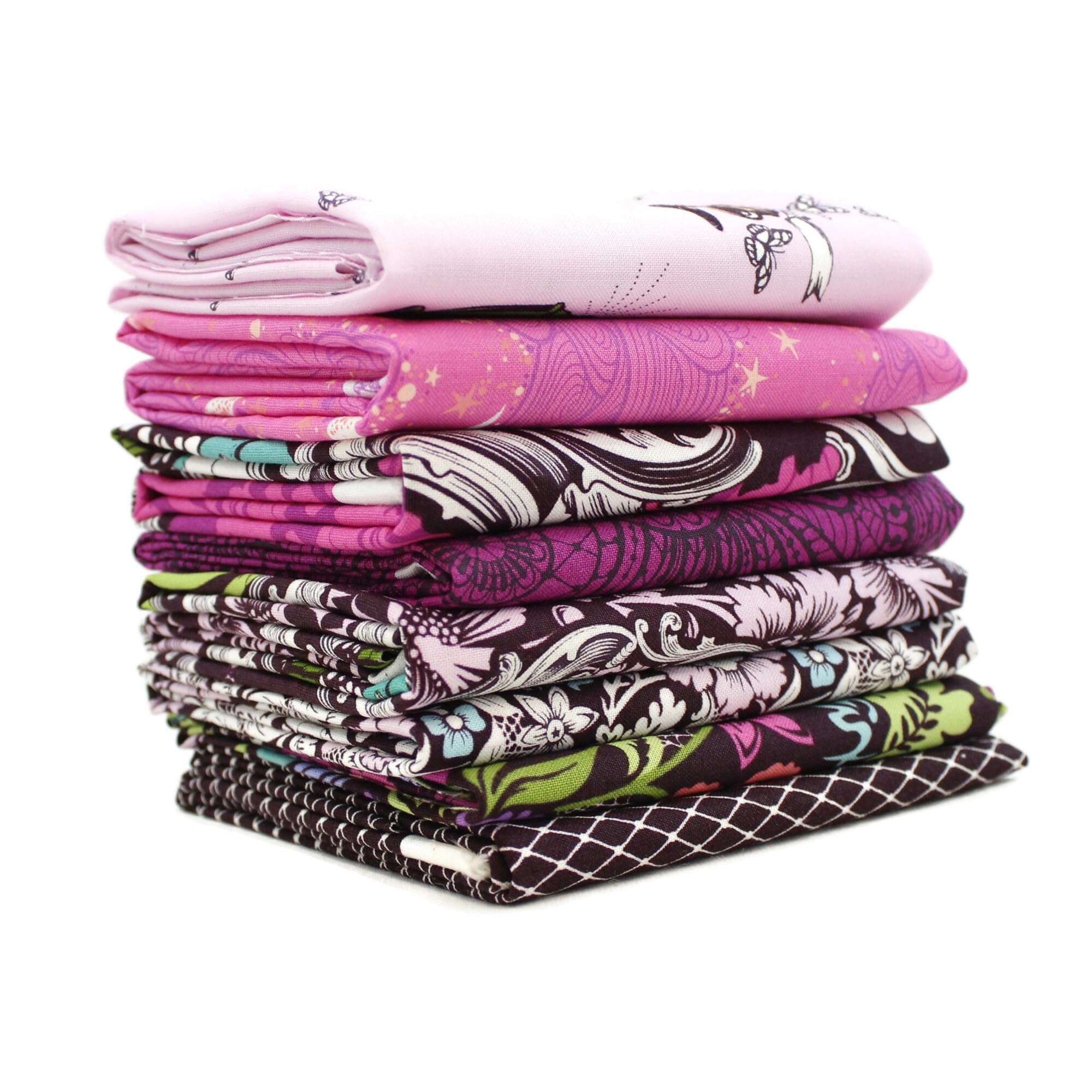 Nightshade Déjà Vu Fat Quarter Bundle (8 Pieces) by Tula Pink for Free Spirit 18 x 21 inches (45.72 cm x 53.34 cm) Fabric cuts DIY Quilt Fabric