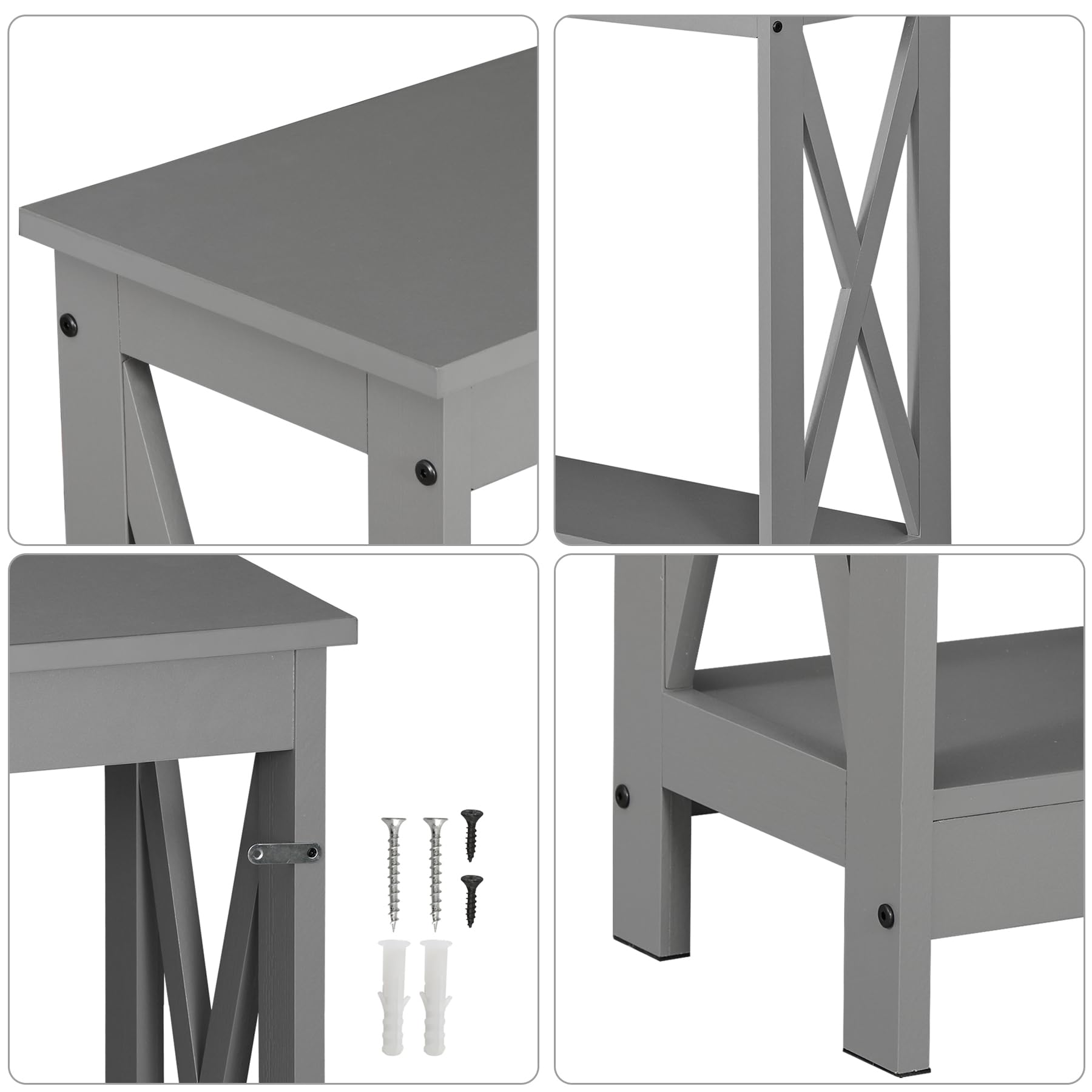 SUPER DEAL 2-Tier Narrow Console Sofa Side Table for Entryway/Hallway/Living Room, 39.3in L x 11.8in W x 31.6in H, Grey