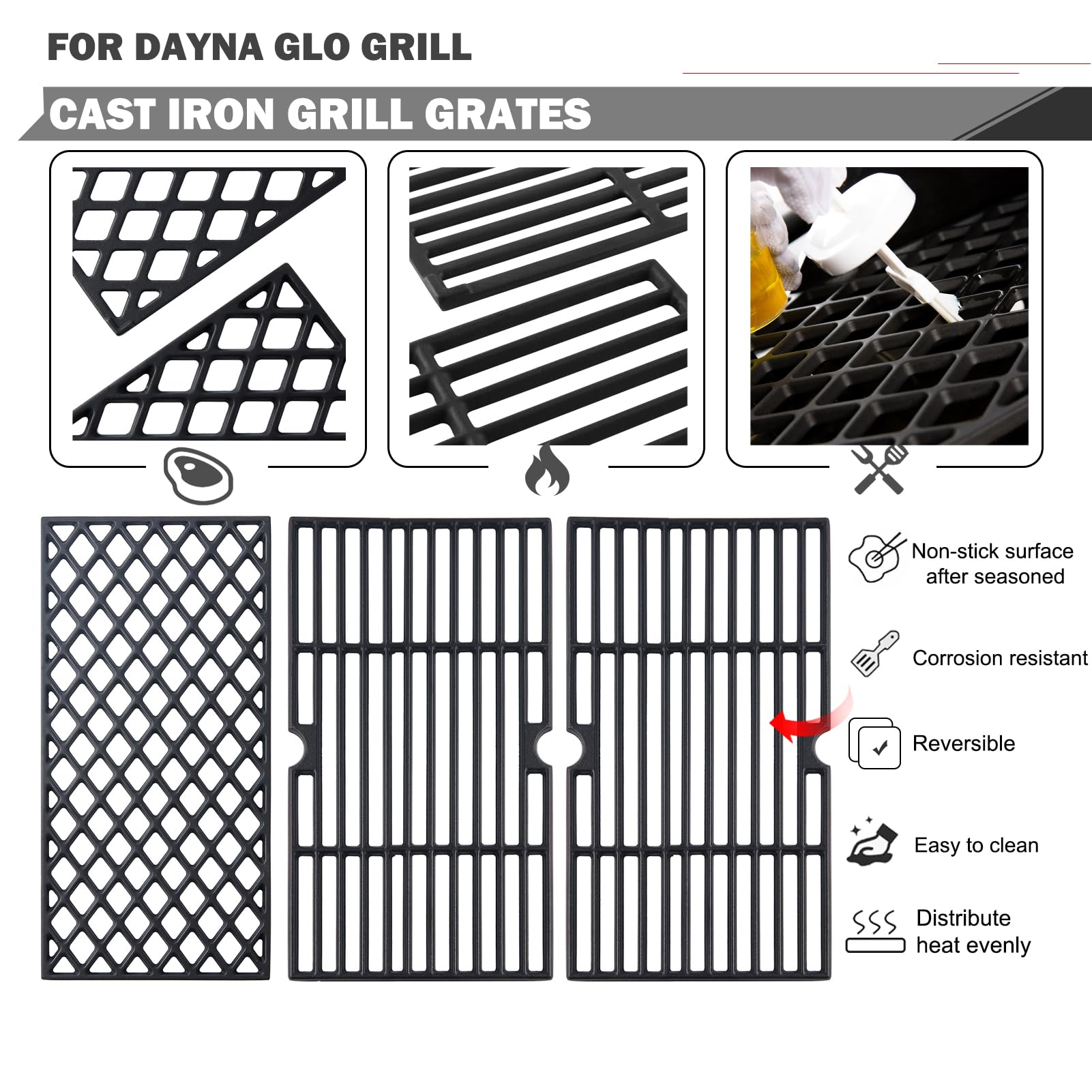 DGH474CRP Replacement Heat Tent Grates Grill Parts for Dyna Glo Grill Parts 70-02-411 Dyna glo DGH474CRP-D DGH474CRN-D Replacement Parts Grates Side Sear Plus Burner Heat Plates 70-02-412 Heat Shield