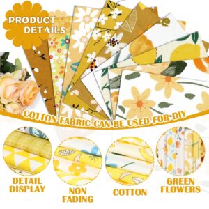 Ganeen 500 Pcs Cotton Fabric Squares 5 "x 5" Quilt Precut Fabric Printed Fabric Bundles Sheets Charm Packs for Quilting for DIY Sewing Scrapbooking Patchworks Crafts (Yellow Floral)