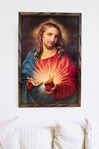 Mrcjsales- Our father in rustic frame, Oil painting, 24''x36'', 13''x18'', 10''x12'' inches, religious art image, Padre Nuestro , Cuadro rustico , Home decor, wall decor, church events, gifts (Large 24x36'' inches)