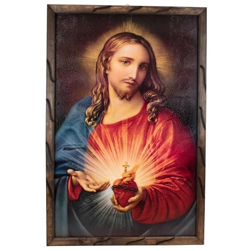 Mrcjsales- Our father in rustic frame, Oil painting, 24''x36'', 13''x18'', 10''x12'' inches, religious art image, Padre Nuestro , Cuadro rustico , Home decor, wall decor, church events, gifts (Large 24x36'' inches)