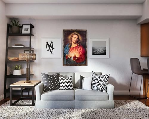 Mrcjsales- Our father in rustic frame, Oil painting, 24''x36'', 13''x18'', 10''x12'' inches, religious art image, Padre Nuestro , Cuadro rustico , Home decor, wall decor, church events, gifts (Large 24x36'' inches)