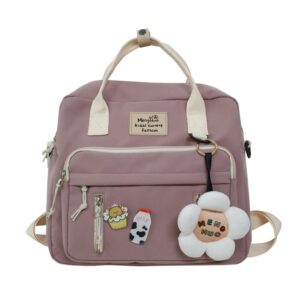 musicard girls kawaii backpack with cute pins and pendant, japanese schoolbag aesthetic rucksack with accessories for teens