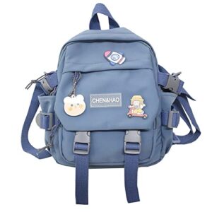 MUSICARD Girls Kawaii Backpack with Cute Pendant and Pins, Cute Mini Aesthetic Rucksack School Bag for Teens