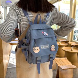 MUSICARD Girls Kawaii Backpack with Cute Pendant and Pins, Cute Mini Aesthetic Rucksack School Bag for Teens