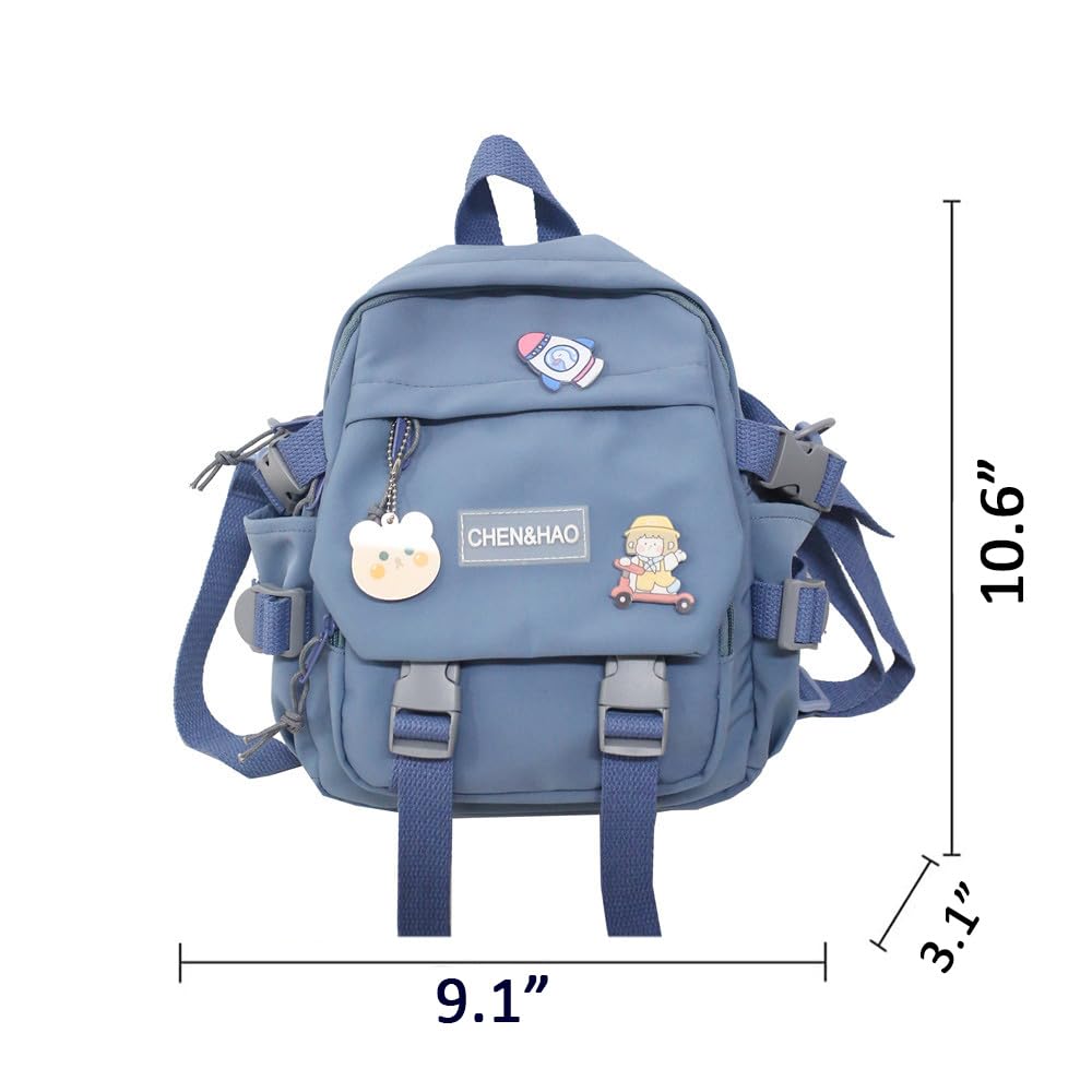 MUSICARD Girls Kawaii Backpack with Cute Pendant and Pins, Cute Mini Aesthetic Rucksack School Bag for Teens