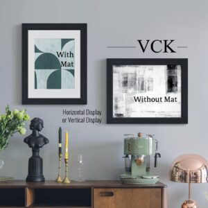 VCK 11x14 Picture Frame 2 pk, Natural Wood Grain Black Oak & HD Glass, Display 8x10 Photos with Mat or 11x14 without Mat, Wall Hanging