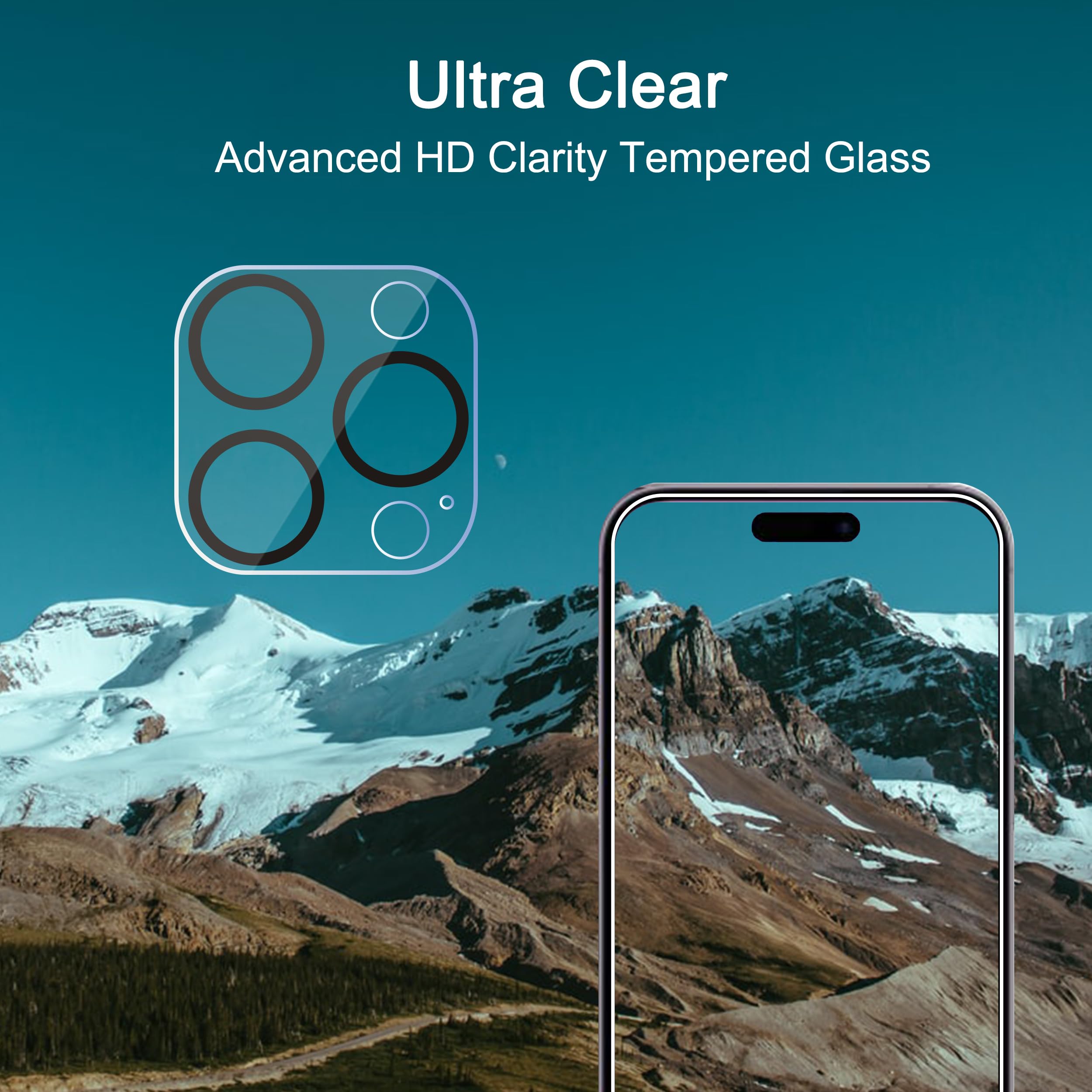 Ailun 3 Pack Camera Lens Protector for iPhone 15 Pro 6.1" ＆ iPhone 15 Pro Max 6.7",Tempered Glass,9H Hardness,Ultra HD,Anti-Scratch,Easy to Install,Case Friendly [Does not Affect Night Shots]